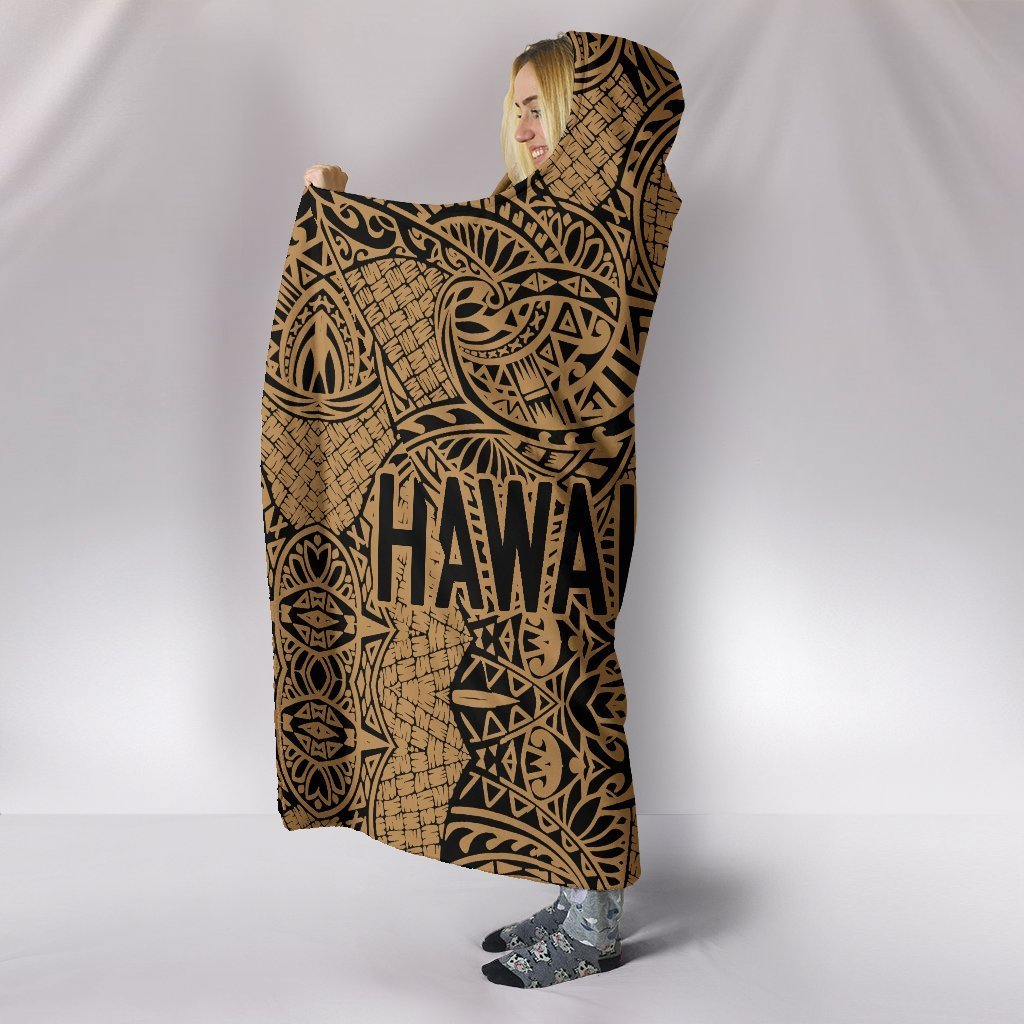 Hawaii Polynesian Hooded Blanket - Circle Style 06 J1-HOODED BLANKETS (P)-Alohawaii-Hooded Blanket-Youth 60"x45"-White-Vibe Cosy™