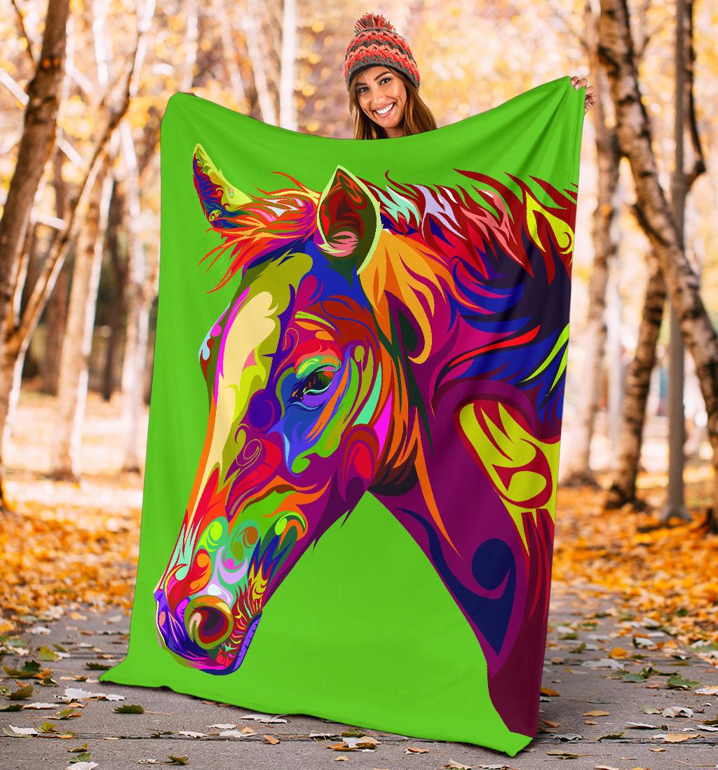 Cavallo Colorato/Verde - Coperta in Pile -Amaze Style™-Premium BlanketCavallo Colorato/Verde - Coperta in Pile -Youth (56 x 43 inches / 140 x 110 cm)-Vibe Cosy™