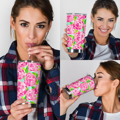 Pink Flower Tumbler-Amaze Style™-Tumbler - Pink Flower Tumbler-20oz Large-Vibe Cosy™