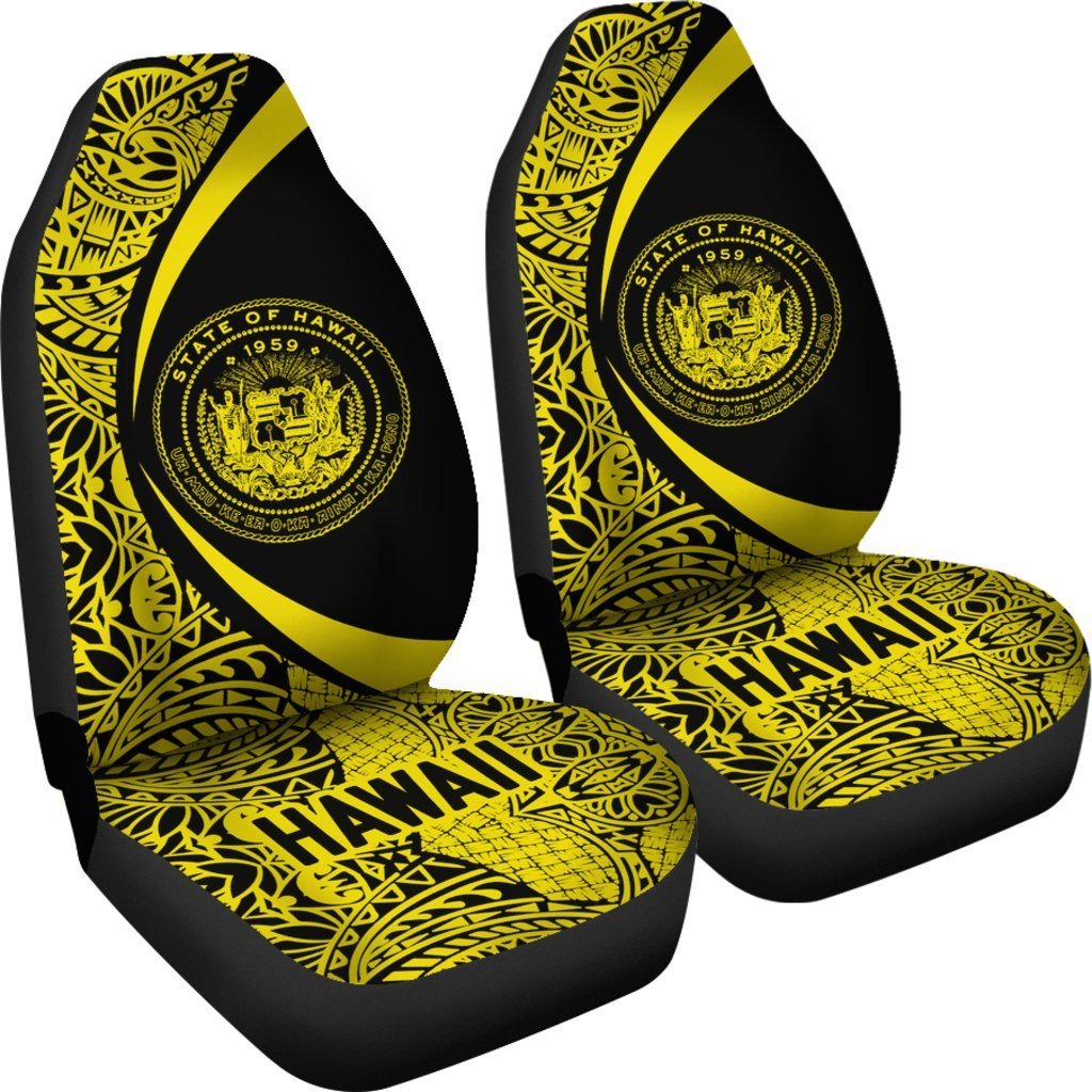 Hawaii Coat Of Arm Polynesian Car Seat Covers - Circle Style 03 J1-CAR SEAT COVERS-Alohawaii-Car Seat Covers-Universal Fit-White-Vibe Cosy™