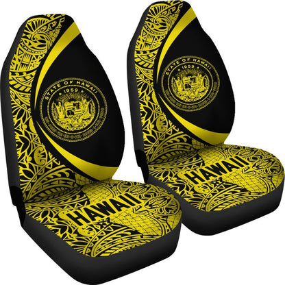 Hawaii Coat Of Arm Polynesian Car Seat Covers - Circle Style 03 J1-CAR SEAT COVERS-Alohawaii-Car Seat Covers-Universal Fit-White-Vibe Cosy™