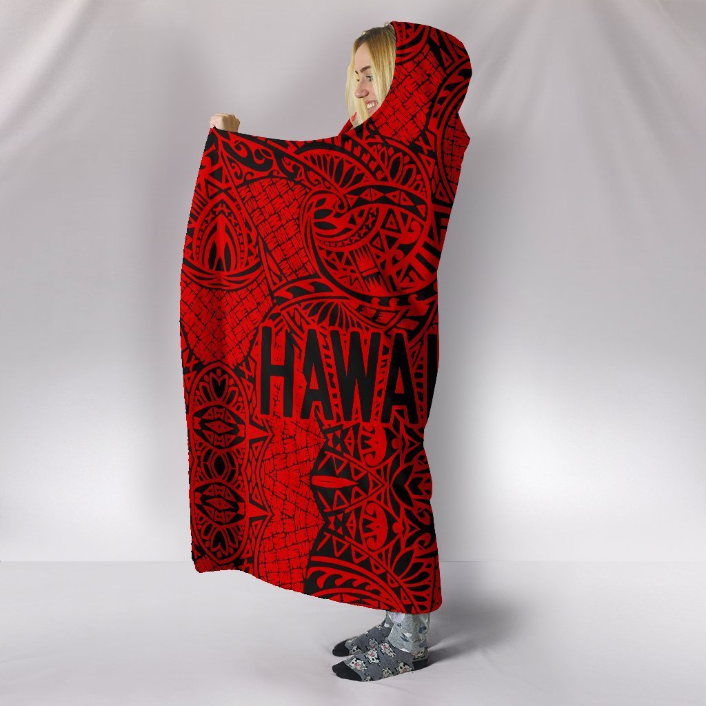 Hawaii Polynesian Hooded Blanket - Circle Style 03 J1-HOODED BLANKETS (P)-Alohawaii-Hooded Blanket-Youth 60"x45"-White-Vibe Cosy™