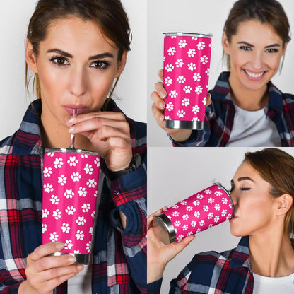 Tumbler Paw Prints Pink-Amaze Style™-Tumbler - Tumbler Paw Prints Pink-20oz Large-Vibe Cosy™