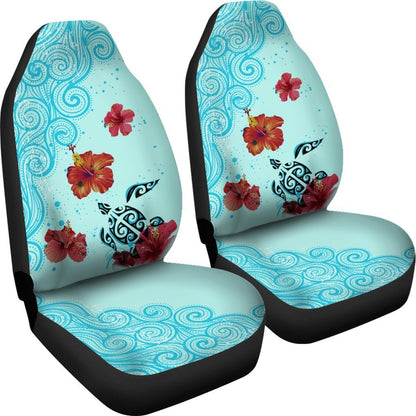 Turtle And Hibiscus Car Seat Covers 02 - AH-CAR SEAT COVERS-Alohawaii-Car Seat Covers-Universal Fit-White-Vibe Cosy™