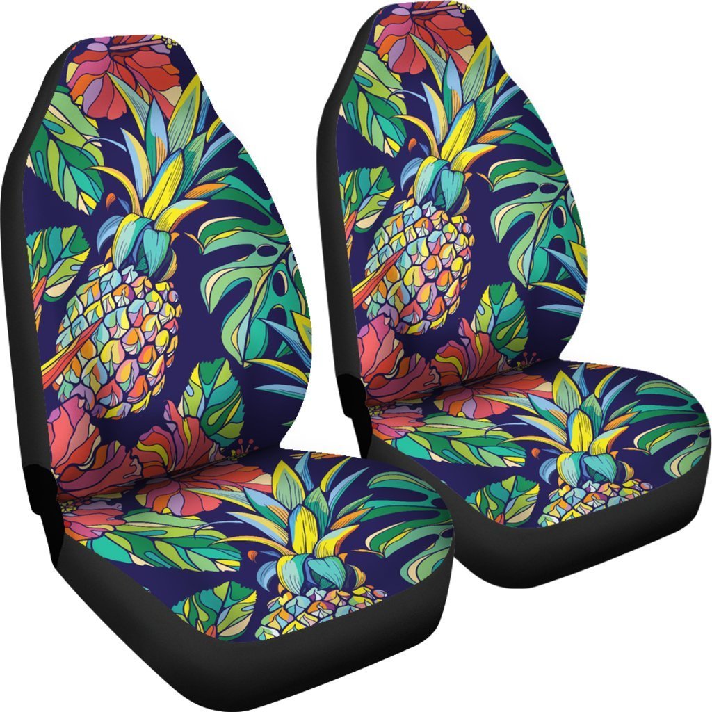 Colorful Pineapple Car Seat Covers - AH - K5-CAR SEAT COVERS-Alohawaii-Car Seat Covers-Universal Fit-White-Vibe Cosy™
