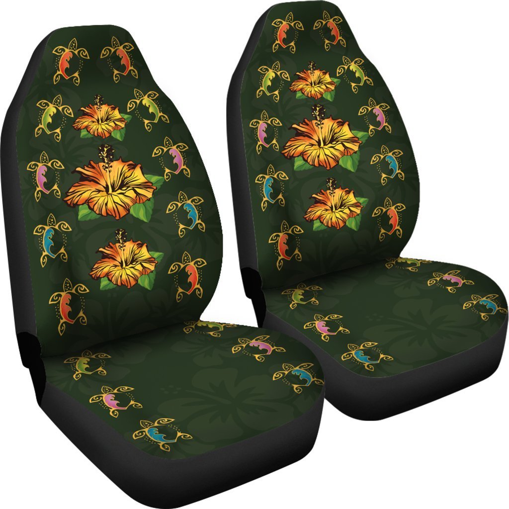 Turtle and Hibiscus Car Seat Covers - AH-CAR SEAT COVERS-Alohawaii-Car Seat Covers-Universal Fit-White-Vibe Cosy™