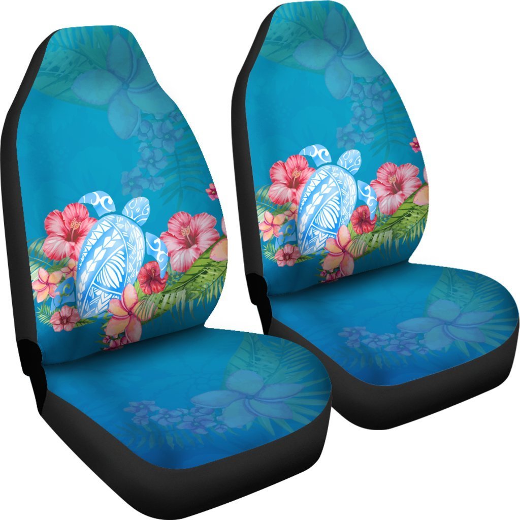 Polynesian Turtle And Hibiscus Hawaiian Car Seat Covers - AH-CAR SEAT COVERS-Alohawaii-Car Seat Covers - 1-Universal Fit-White-Vibe Cosy™