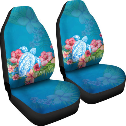 Polynesian Turtle And Hibiscus Hawaiian Car Seat Covers - AH-CAR SEAT COVERS-Alohawaii-Car Seat Covers - 1-Universal Fit-White-Vibe Cosy™