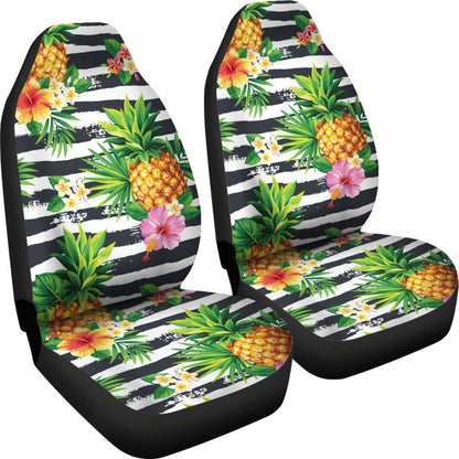 Pineapple And Hibiscus Symbol Car Seat Covers - AH - K5-CAR SEAT COVERS-Alohawaii-Car Seat Covers-Universal Fit-White-Vibe Cosy™