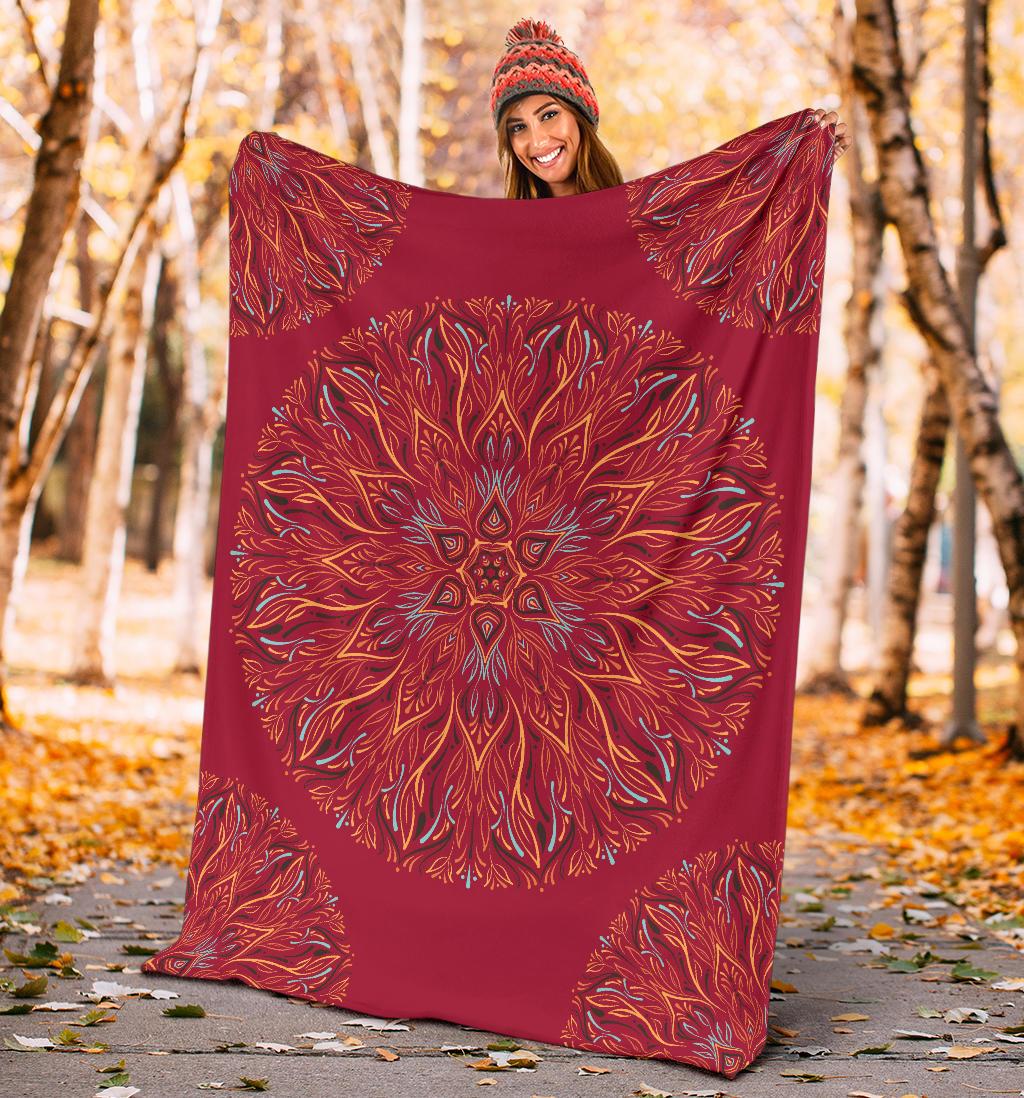 Mandala P1 (Jester Red) - Throw Blankets-Amaze Style™-Premium BlanketMandala P1 (Jester Red) - Throw Blankets-Youth (56 x 43 inches / 140 x 110 cm)-Vibe Cosy™