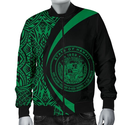 Hawaii Coat Of Arm Polynesian Men's Bomber Jacket - PL03-BOMBER JACKETS (P)-PL8386-Men's Bomber Jacket-S-White-Vibe Cosy™