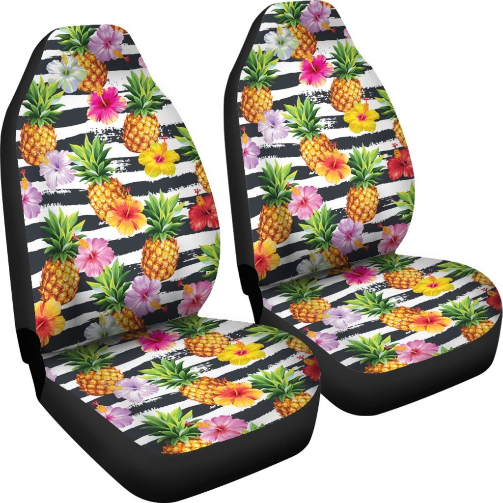 Pineapple And Hibiscus Pattern Car Seat Covers - AH - K5-CAR SEAT COVERS-Alohawaii-Car Seat Covers-Universal Fit-White-Vibe Cosy™