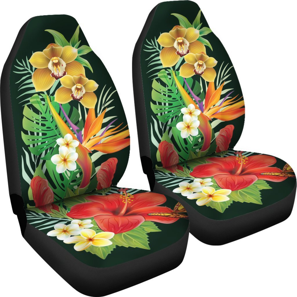 Hibiscus Car Seat Covers - AH-CAR SEAT COVERS-Alohawaii-Car Seat Covers-Universal Fit-White-Vibe Cosy™