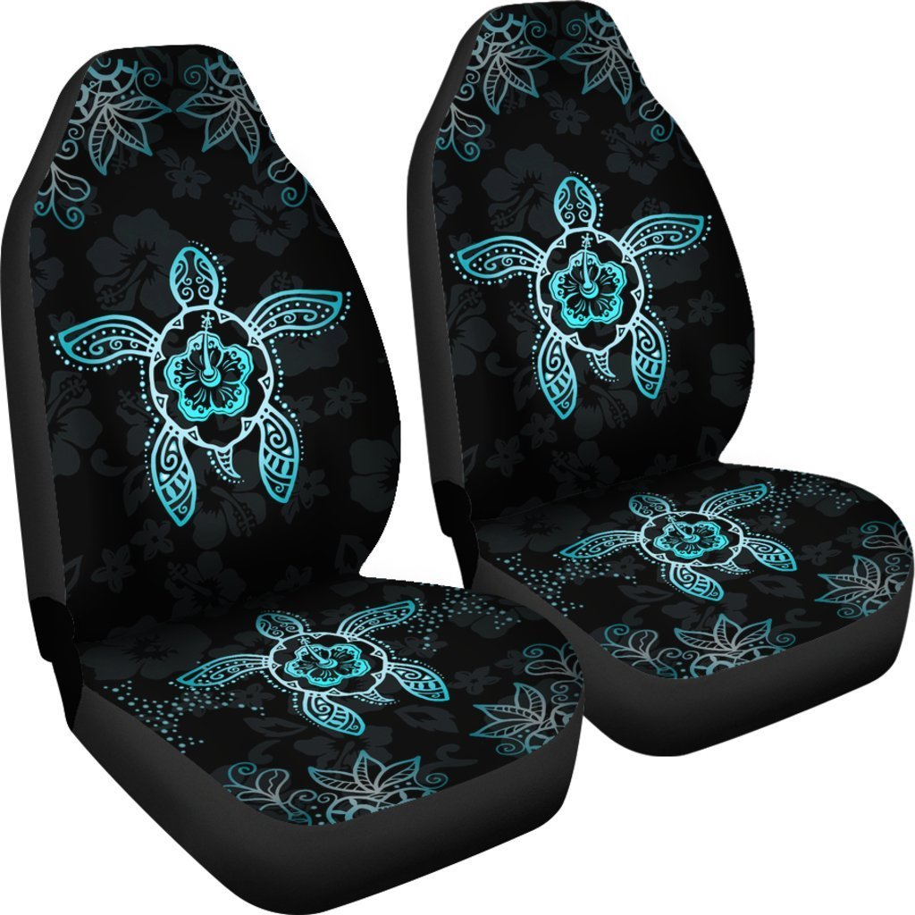 Hawaii Blue Turtle And Hibiscus Car Seat Covers - AH-CAR SEAT COVERS-Alohawaii-Car Seat Covers-Universal Fit-White-Vibe Cosy™