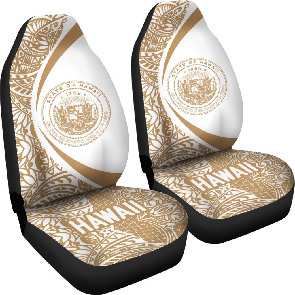 Hawaii Coat Of Arm Polynesian Car Seat Covers - Circle Style 06 J1-CAR SEAT COVERS-Alohawaii-Car Seat Covers-Universal Fit-White-Vibe Cosy™