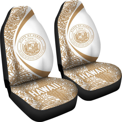 Hawaii Coat Of Arm Polynesian Car Seat Covers - Circle Style 06 J1-CAR SEAT COVERS-Alohawaii-Car Seat Covers-Universal Fit-White-Vibe Cosy™