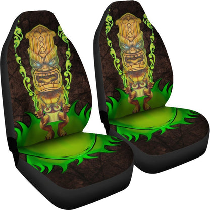 Tiki Green Smoke Car Seat Covers - AH - TH3-CAR SEAT COVERS-Alohawaii-Car Seat Covers-Universal Fit-White-Vibe Cosy™