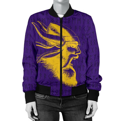 Viking Warrior™ Women's Bomber Jacket TH75-BOMBER JACKETS (P)-HP Arts-Women's Bomber Jacket-S-Purple-Vibe Cosy™
