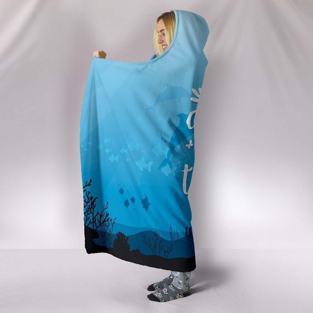 Custom Hoodie Blanket Dolphin Love-6teenth World™-Hooded Blanket-Youth 60"x45"-Vibe Cosy™
