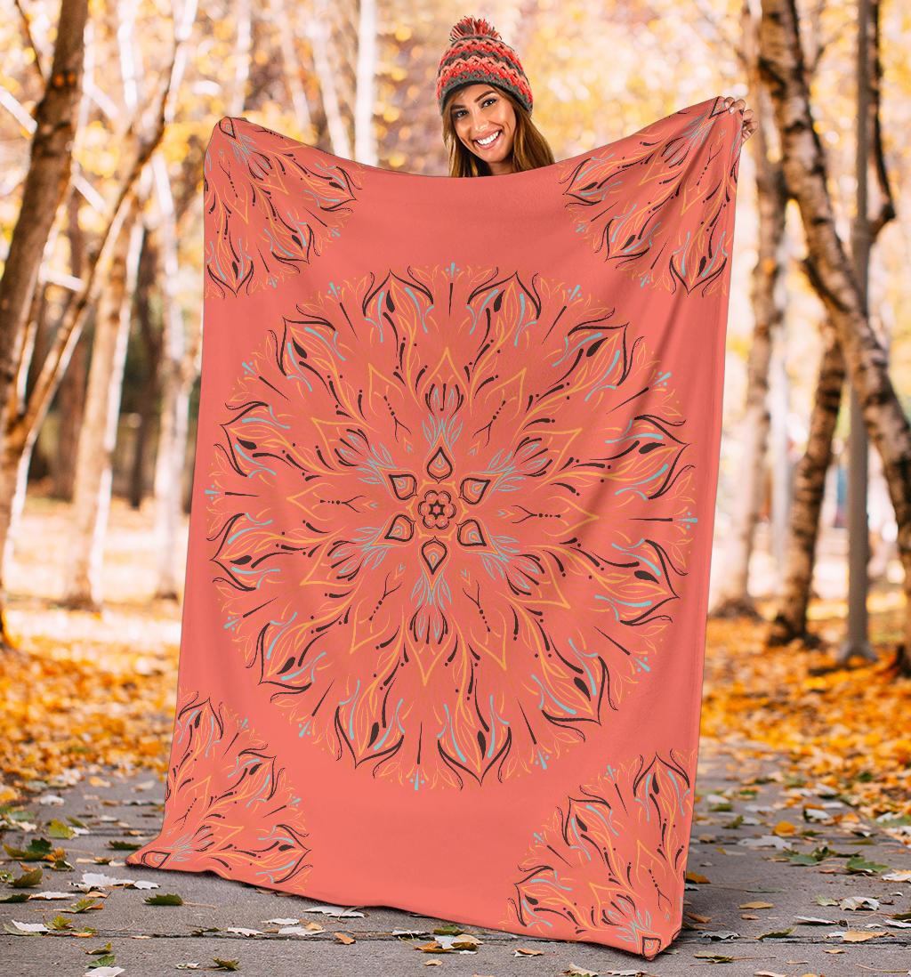 Mandala P1 (Living Coral) - Throw Blankets-Amaze Style™-Premium BlanketMandala P1 (Living Coral) - Throw Blankets-Youth (56 x 43 inches / 140 x 110 cm)-Vibe Cosy™