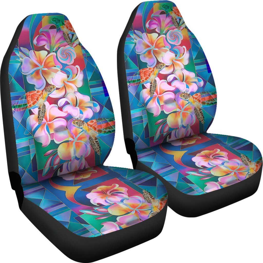 Hibiscus And Turtle Car Seat Covers - AH-CAR SEAT COVERS-Alohawaii-Car Seat Covers-Universal Fit-White-Vibe Cosy™