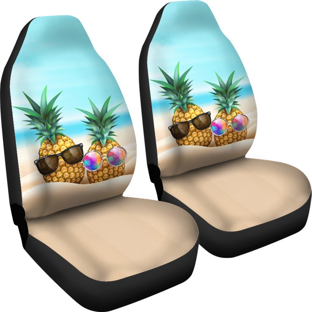 Pineapple Car Seat Covers 04 - AH-CAR SEAT COVERS-Alohawaii-Car Seat Covers-Universal Fit-White-Vibe Cosy™