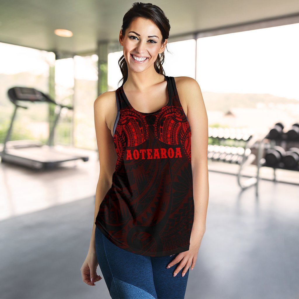 Aotearoa Maori Tattoo Women's Racerback Tank Red K4-WOMENS RACERBACK TANK-HD09-Racerback Tank Top - .-XS-Vibe Cosy™