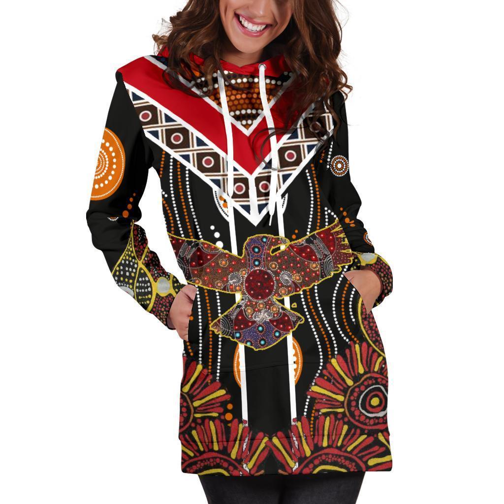 Crow Australia Aboriginal Hoodie Dress-Apparel-NNK-Hoodie Dress-S-Vibe Cosy™