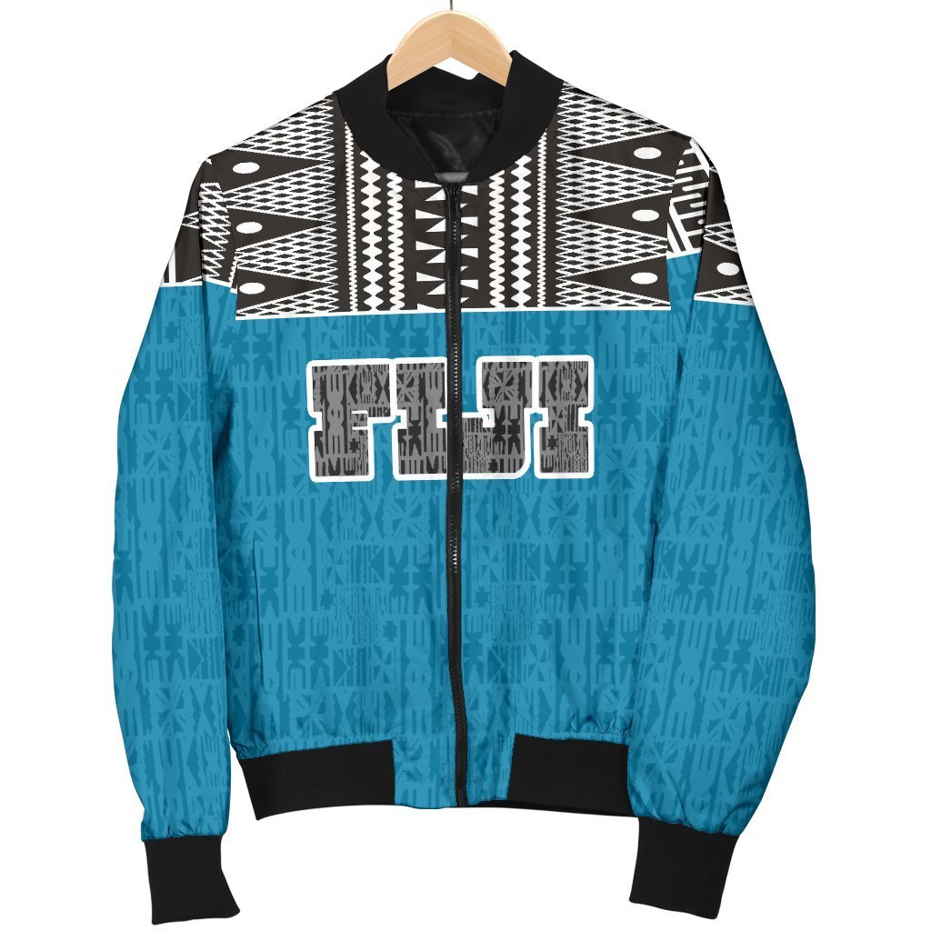 Fiji Bomber Jacket - Polynesian Design - BN09-BOMBER JACKETS (P)-Khanh Arts-Men's Bomber Jacket-S-White-Vibe Cosy™