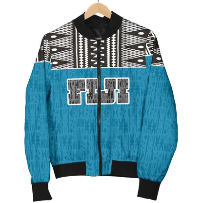 Fiji Bomber Jacket - Polynesian Design - BN09-BOMBER JACKETS (P)-Khanh Arts-Men's Bomber Jacket-S-White-Vibe Cosy™
