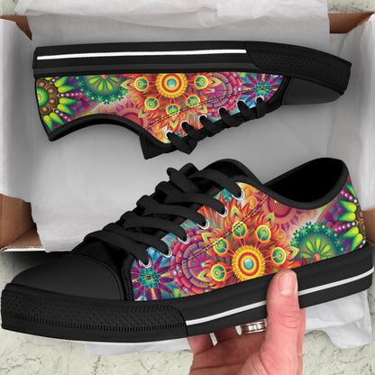 Abstract Bright Floral - Low Top Canvas Shoes-Amaze Style™-Womens Low Top - Abstract Bright Floral - Low Top Canvas Shoes-US5.5 (EU36)-Vibe Cosy™