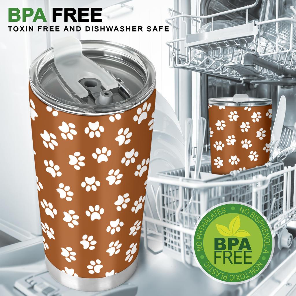 Tumbler Paw Prints Chocolate-Amaze Style™-Tumbler - Tumbler Paw Prints Chocolate-20oz Large-Vibe Cosy™