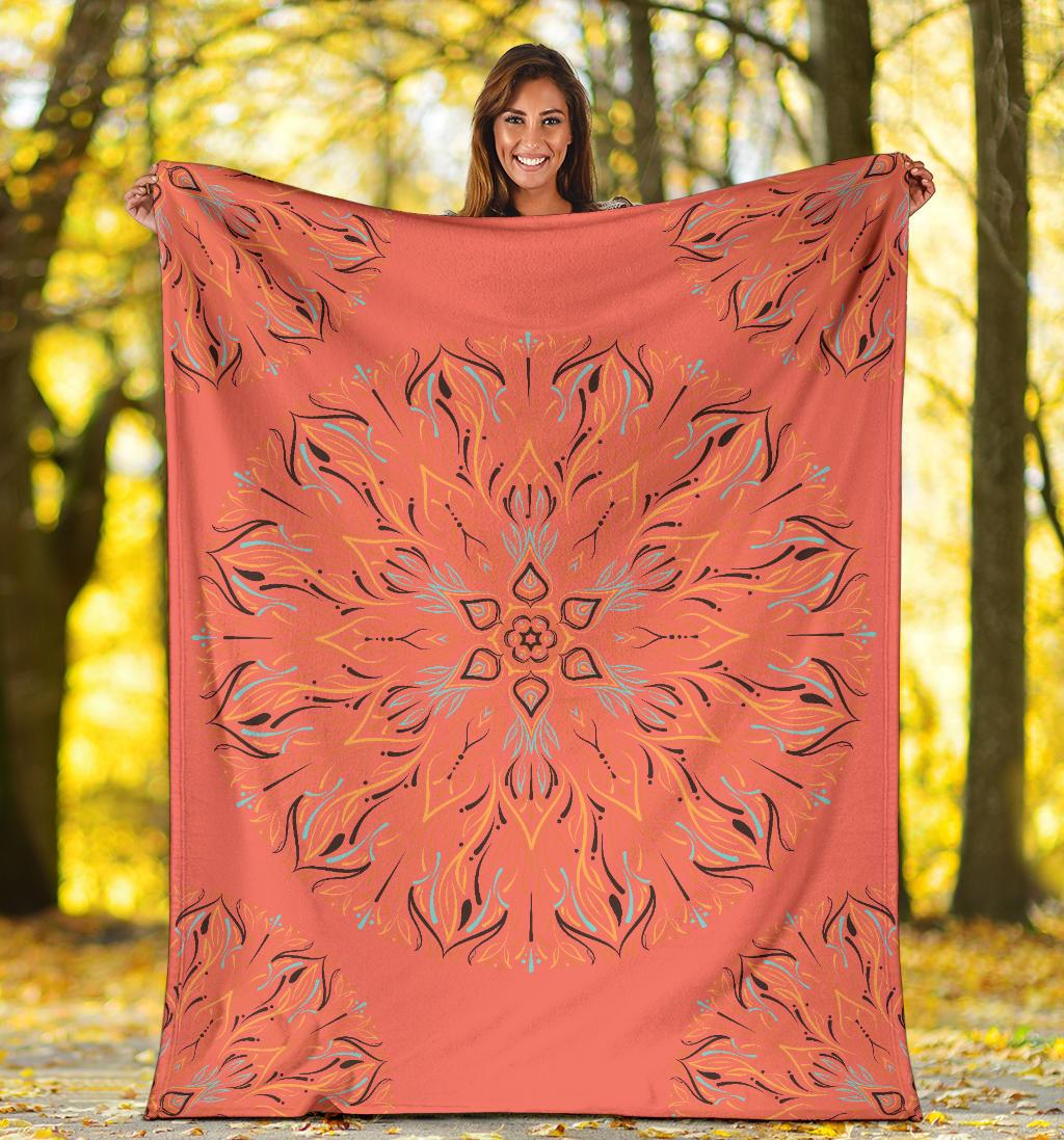 Mandala P1 (Living Coral) - Throw Blankets-Amaze Style™-Premium BlanketMandala P1 (Living Coral) - Throw Blankets-Youth (56 x 43 inches / 140 x 110 cm)-Vibe Cosy™