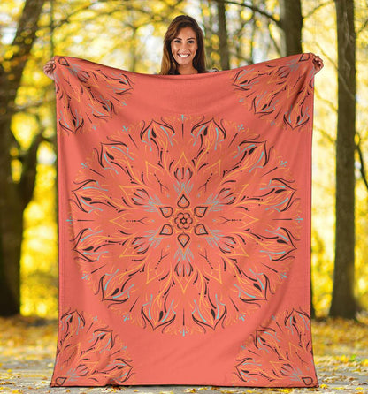 Mandala P1 (Living Coral) - Throw Blankets-Amaze Style™-Premium BlanketMandala P1 (Living Coral) - Throw Blankets-Youth (56 x 43 inches / 140 x 110 cm)-Vibe Cosy™