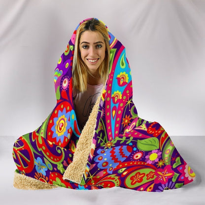 Hippie Peace Hoodie Blanket-6teenth World™-Hooded Blanket-Youth 60x45-Vibe Cosy™