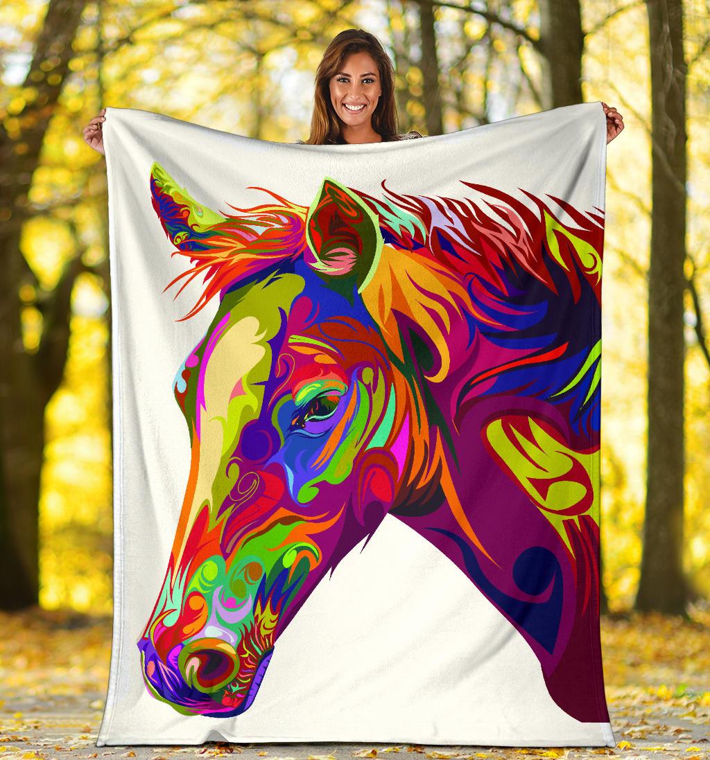 Cavallo Colorato/Bianco - Coperta in Pile -Amaze Style™-Premium BlanketCavallo Colorato/Bianco - Coperta in Pile -Youth (56 x 43 inches / 140 x 110 cm)-Vibe Cosy™