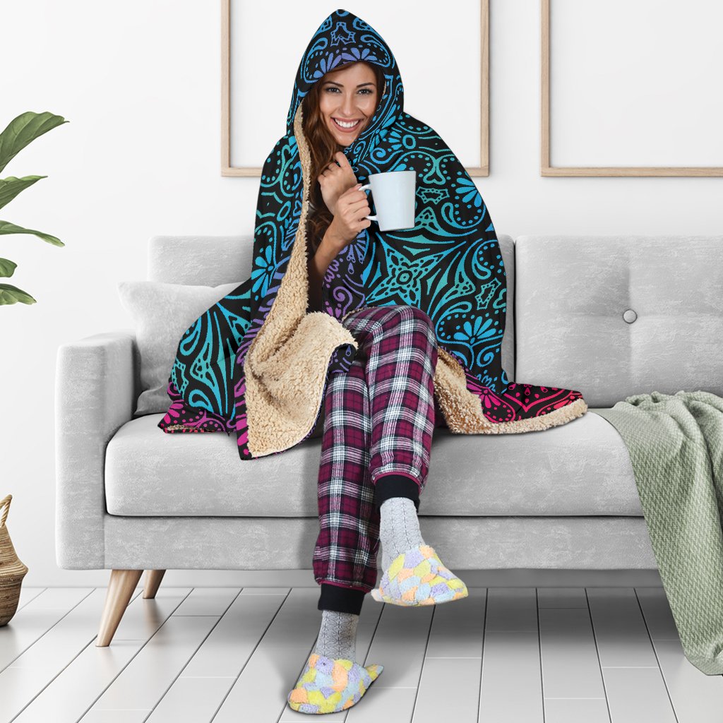 Bohemian Rainbow (Black) - Hooded Blankets-Amaze Style™-Hooded BlanketBohemian Rainbow (Black) - Hooded Blankets-Youth 60"x45"-Vibe Cosy™