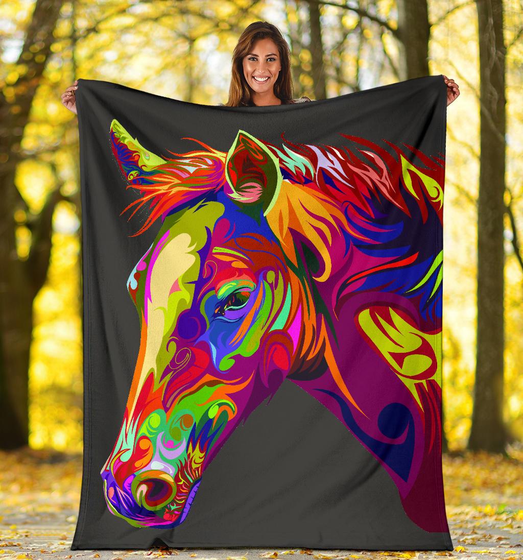 Cavallo Colorato/Nero - Coperta in Pile -Amaze Style™-Premium BlanketCavallo Colorato/Nero - Coperta in Pile -Youth (56 x 43 inches / 140 x 110 cm)-Vibe Cosy™