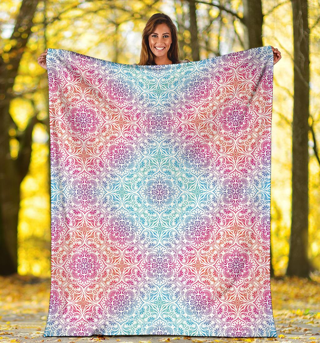 Bohemian Blue Ombre (White) - Throw Blankets-Amaze Style™-Premium BlanketBohemian Blue Ombre (White) - Throw Blankets-Youth (56 x 43 inches / 140 x 110 cm)-Vibe Cosy™