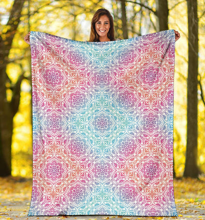 Bohemian Blue Ombre (White) - Throw Blankets-Amaze Style™-Premium BlanketBohemian Blue Ombre (White) - Throw Blankets-Youth (56 x 43 inches / 140 x 110 cm)-Vibe Cosy™