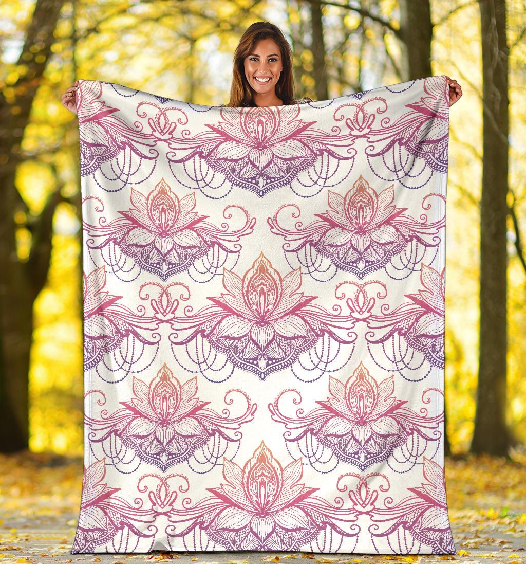 Ombre Lotus (White) - Throw Blankets-Amaze Style™-Premium BlanketOmbre Lotus (White) - Throw Blankets-Youth (56 x 43 inches / 140 x 110 cm)-Vibe Cosy™