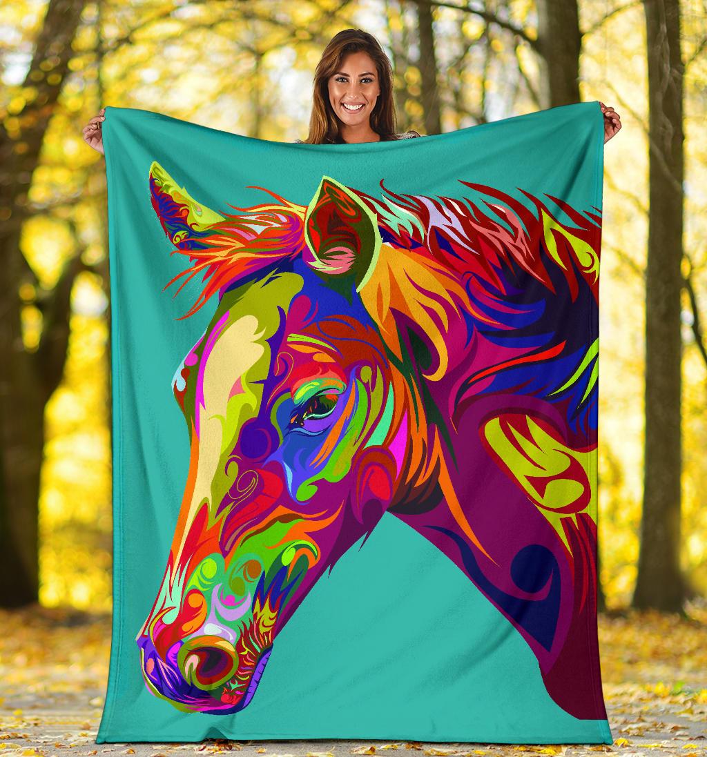 Cavallo Colorato Turchese - Coperta in Pile -Amaze Style™-Premium BlanketCavallo Colorato Turchese - Coperta in Pile -Youth (56 x 43 inches / 140 x 110 cm)-Vibe Cosy™
