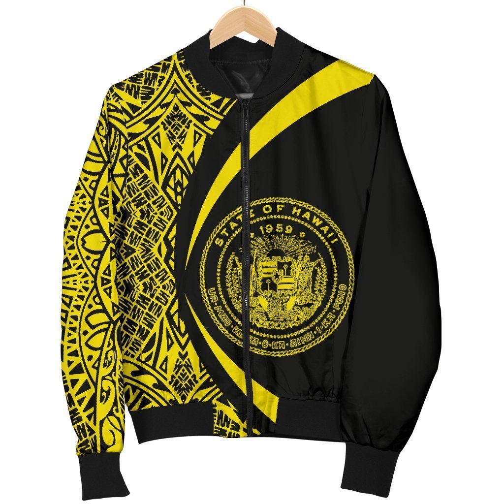 Hawaii Coat Of Arm Polynesian Men's Bomber Jacket-BOMBER JACKETS (P)-PL8386-Men's Bomber Jacket-S-White-Vibe Cosy™