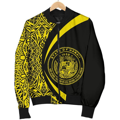 Hawaii Coat Of Arm Polynesian Men's Bomber Jacket-BOMBER JACKETS (P)-PL8386-Men's Bomber Jacket-S-White-Vibe Cosy™