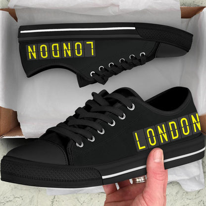 Airport Destinations LONDON (Black) - Low Top Canvas Shoes-Amaze Style™-Womens Low Top - Airport Destinations LONDON (Black) - Low Top Canvas Shoes-US5.5 (EU36)-Vibe Cosy™