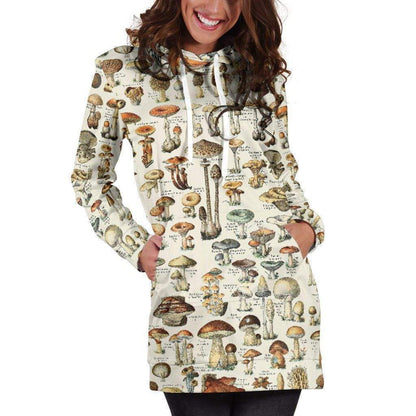All Over Print Champignons-Apparel-NTH-Hoodie Dress-S-Vibe Cosy™
