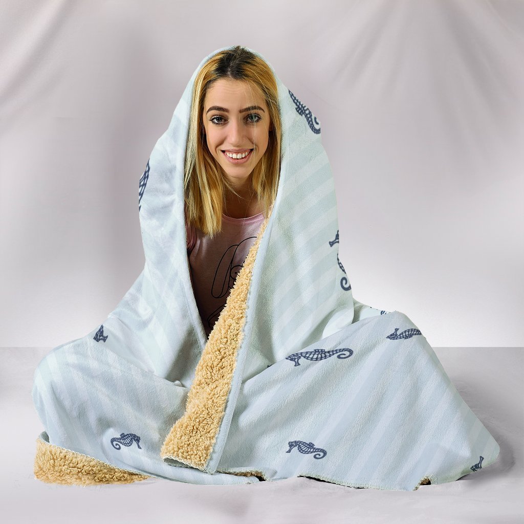 Custom Hoodie Blanket - Seahorse Sea-6teenth World™-Hooded Blanket-Youth 60"x45"-Vibe Cosy™