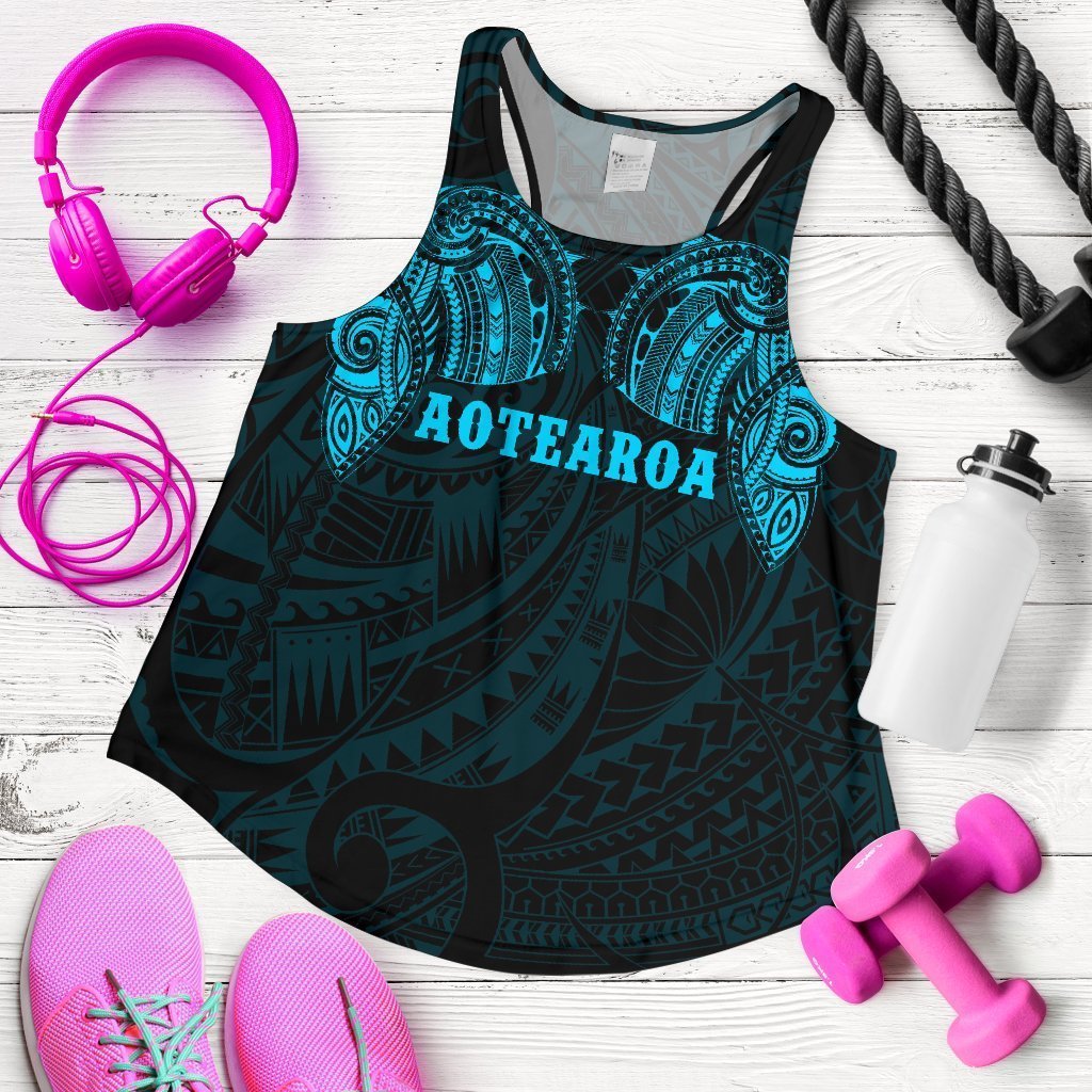 Aotearoa Maori Tattoo Women's Racerback Tank Blue K4-WOMENS RACERBACK TANK-HD09-Racerback Tank Top - .-XS-Vibe Cosy™