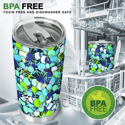 Funky Patterns in Blues - Travel Tumbler-Amaze Style™-Tumbler - Funky Patterns in Blues - Travel Tumbler-20oz Large-Vibe Cosy™