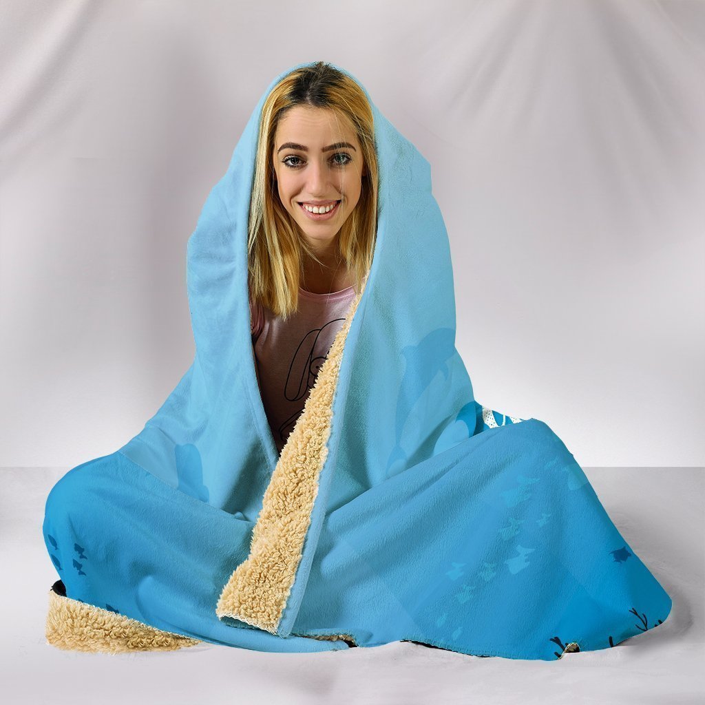 Custom Hoodie Blanket Dolphin Love-6teenth World™-Hooded Blanket-Youth 60"x45"-Vibe Cosy™